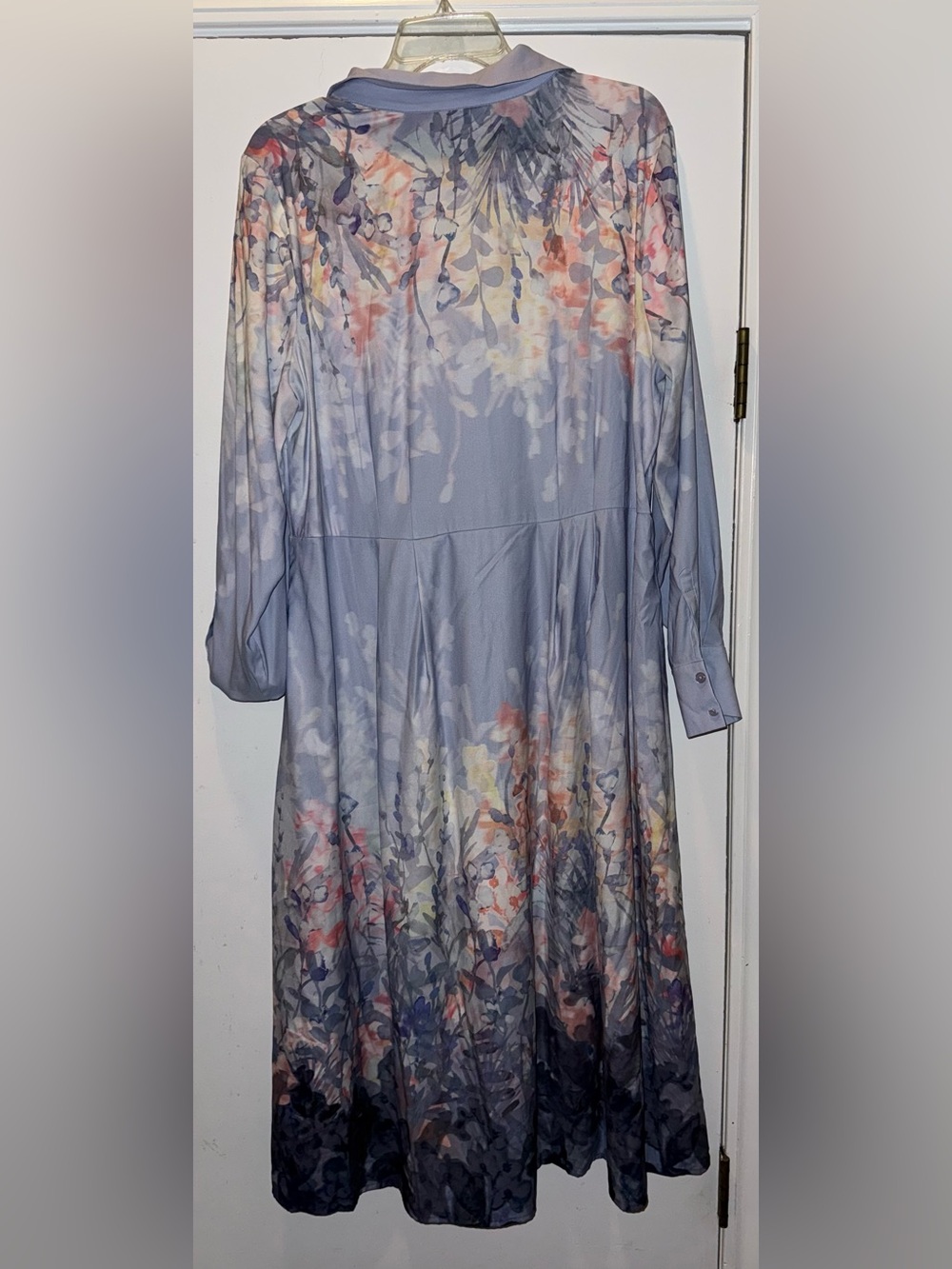 Chico’s Floral Matte Satin Midi Shirtdress - Picture 4 of 5